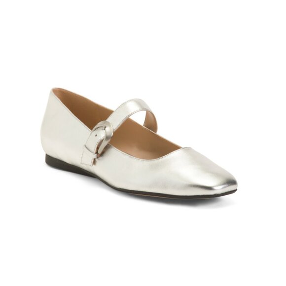 27 EDIT NATURALIZER Silver Leather Carter Comfort Flats - Picture 1 of 2